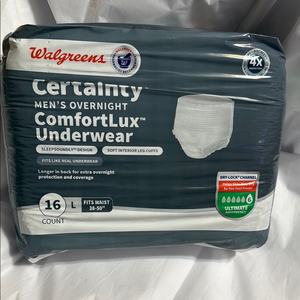Certainty Men's Overnight ComfortLux Underwear - size: L